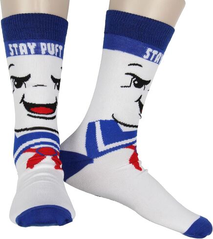 Hyp Ghostbusters Men's Goidty The Stay-Puft Marshmallow Man و Slimer Big Face Parach 2 Pack Crew Socks Size 6-12 in Saudi Arabia