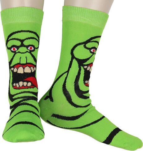 Hyp Ghostbusters Men's Goidty The Stay-Puft Marshmallow Man و Slimer Big Face Parach 2 Pack Crew Socks Size 6-12 in Saudi Arabia