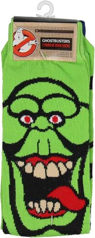 Hyp Ghostbusters Men's Goidty The Stay-Puft Marshmallow Man و Slimer Big Face Parach 2 Pack Crew Socks Size 6-12 in Saudi Arabia