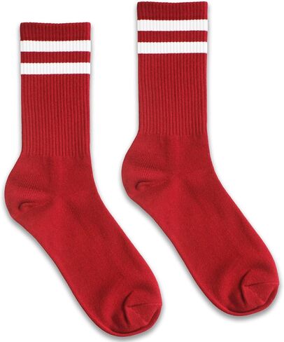 Striped Retro Socks in Red/White, Vintage Socks for Adult, Teens, Men&Women. (243) in Saudi Arabia