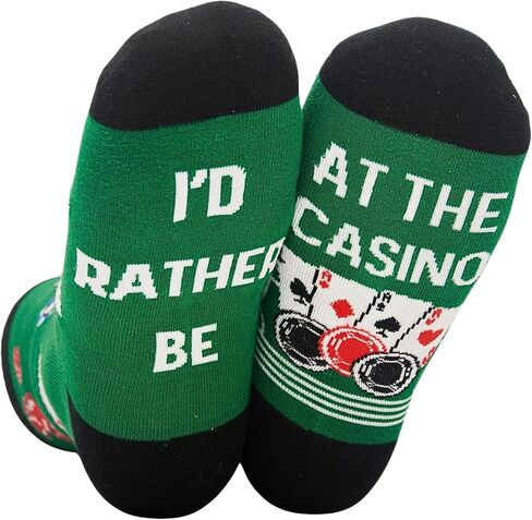 InnoBeta Gambling Gifts Socks for Men Women, Casino Lovers' Gifts, I'd Rather Be at The Casino, One Size Crew Socks in Saudi Arabia