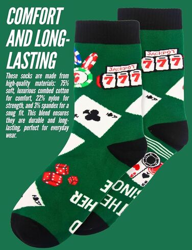 InnoBeta Gambling Gifts Socks for Men Women, Casino Lovers' Gifts, I'd Rather Be at The Casino, One Size Crew Socks in Saudi Arabia