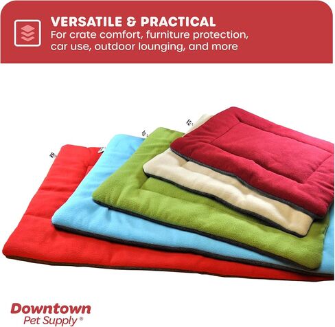 Downtown Pet Supply - Dog Crate Mat - Comfort Dog Bed or Cat Bed - Soft Fleece Nap Mat - Easy Maintenance, Machine Washable Dog Bed - Blue - 35 in x 22 in - Large Dog Bed in Saudi Arabia
