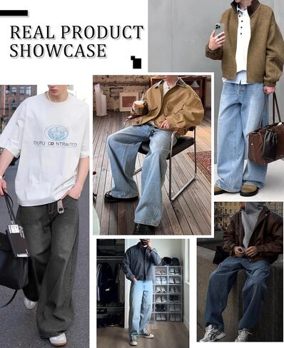 Susclude Mens Baggy Jeans Relaxed Fit Stretch Jeans Y2k Wide Leg Casual Denim Pants Vintage Jeans for Men Streetwear 2025 in Kuwait