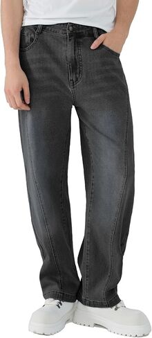 Susclude Mens Baggy Jeans Relaxed Fit Stretch Jeans Y2k Wide Leg Casual Denim Pants Vintage Jeans for Men Streetwear 2025 in Kuwait