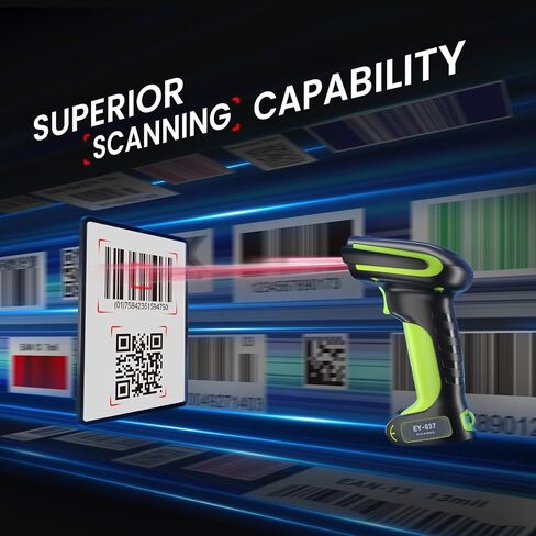 Eyoyo 1D 2D QR Industrial Bluetooth Barcode Scanner with Wireless Charging Stand, Rugged & IP65 Waterproof, Cordless & USB Wired Hands-Free Handheld Bar Code Scanner Reader for Laptop Desktop Android in Saudi Arabia
