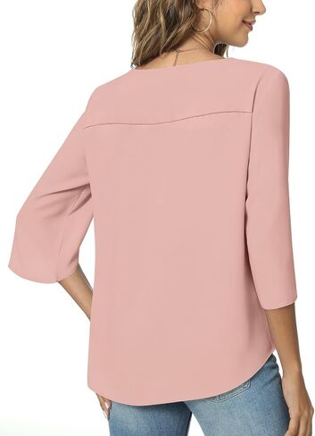 Taohuadao Womens 2025 Summer 3/4 TUNIVE TUNIC TOPS CHIFFON WORK PLUSE in Kuwait
