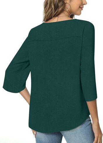 Taohuadao Womens 2025 Summer 3/4 TUNIVE TUNIC TOPS CHIFFON WORK PLUSE in Kuwait