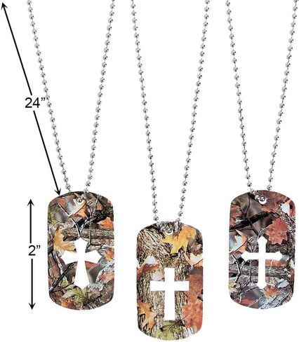 Fun Express - Cross Cutout Camouflage Dog Tag Necklaces - 12 Pieces - Great for Sunday School and Vacation Bible School in Saudi Arabia