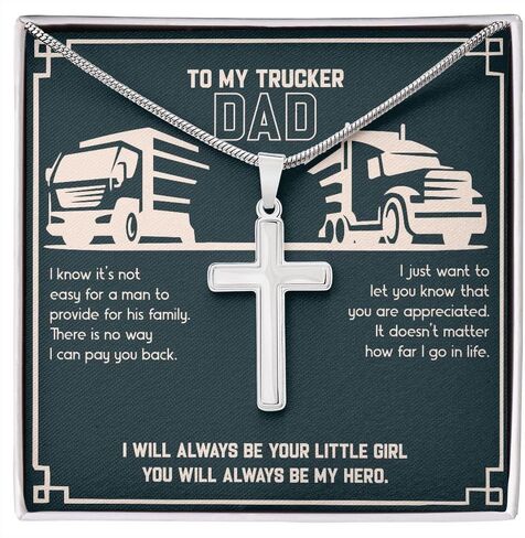 Personalized to My Trucker Dad Necklace, Inspirational Present for Dad, Cute Christmas Jewelry for Truck Driving Dad, Gift Ideas for Father's Day in Saudi Arabia