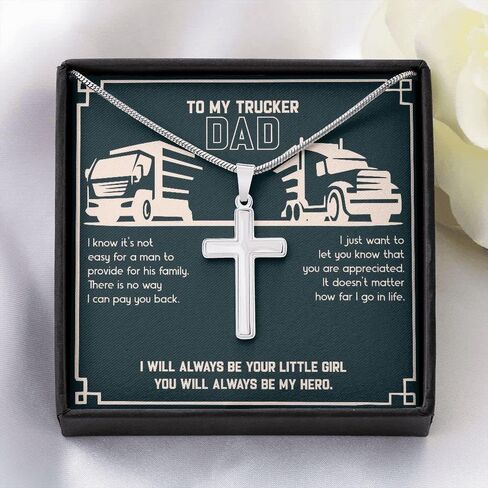 Personalized to My Trucker Dad Necklace, Inspirational Present for Dad, Cute Christmas Jewelry for Truck Driving Dad, Gift Ideas for Father's Day in Saudi Arabia