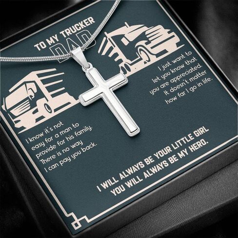 Personalized to My Trucker Dad Necklace, Inspirational Present for Dad, Cute Christmas Jewelry for Truck Driving Dad, Gift Ideas for Father's Day in Saudi Arabia