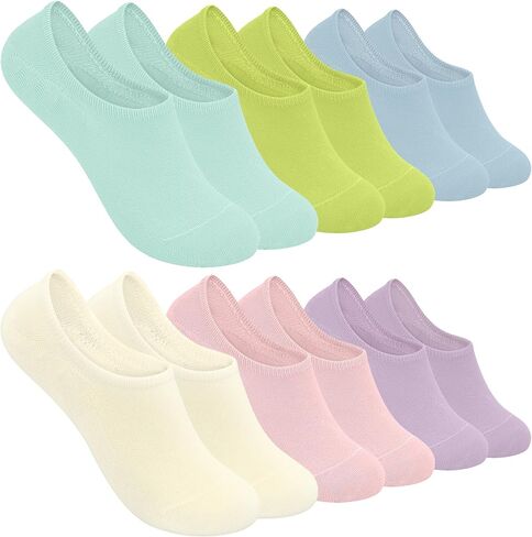 SERISIMPLE Low Cut Thin Womens Viscose Bamboo Socks No Show Invisible Non Slip with Grips Lightweight Liner Flats 6 Pairs in Saudi Arabia