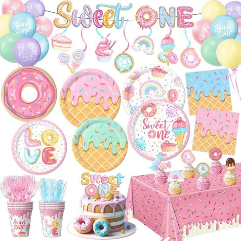 Butterfly Birthday Decorations, Butterfly Birthday Supplies - Plates, Napkins, Cups, Cutlery, Cake & Cupcake Toppers, Banner, Hanging Swirls, Tablecloth, Balloons for Butterfly Decorations, Serve 20 in Saudi Arabia