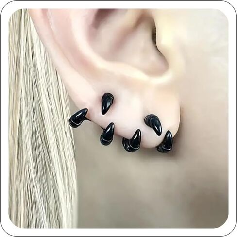 Dragon Claw Through Stud Earrings for Women Goth Punk Bone Claw Earring Rock Hip Hop Earring Halloween Stainless Steel Gothic Vintage Jewelry Accessories in Saudi Arabia