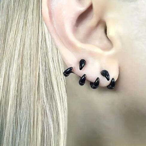 Dragon Claw Through Stud Earrings for Women Goth Punk Bone Claw Earring Rock Hip Hop Earring Halloween Stainless Steel Gothic Vintage Jewelry Accessories in Saudi Arabia