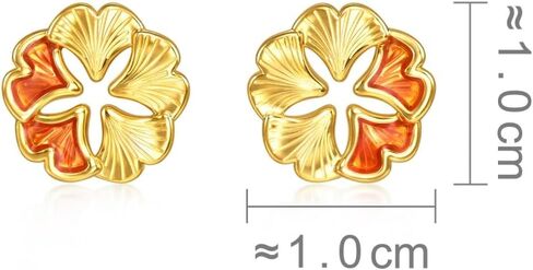 Sang Sang Sang 999 24K الذهب الصلب Dainty Ginkgo Leaf أقراط محظوظ للنساء 95571E in Saudi Arabia