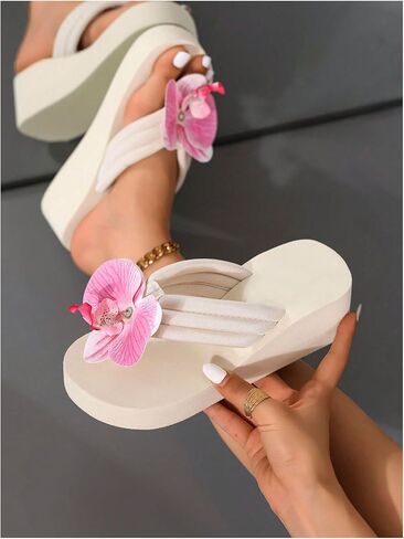 Verdusa Women's 3D Floral Platform Sandals Holiday Wedge Sandals Beach Flip Flops in Saudi Arabia