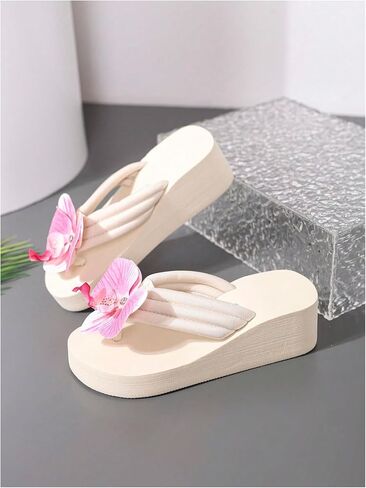 Verdusa Women's 3D Floral Platform Sandals Holiday Wedge Sandals Beach Flip Flops in Saudi Arabia