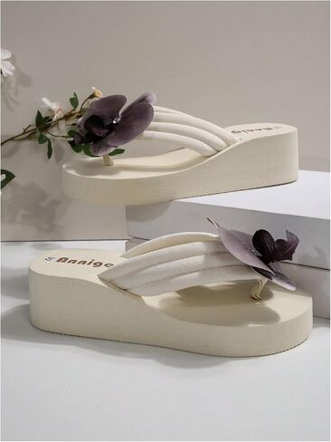 Verdusa Women's 3D Floral Platform Sandals Holiday Wedge Sandals Beach Flip Flops in Kuwait