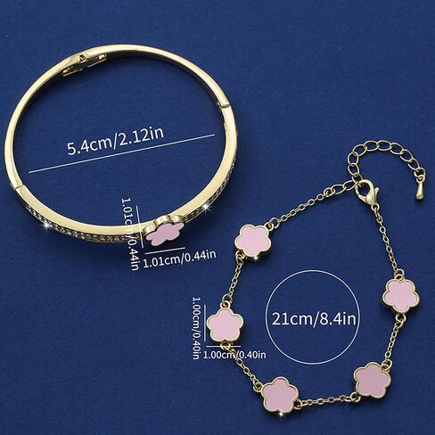 JOYEAR Five Leaf Clover Bracelet,Gold Clover Bracelet Set Preppy Bracelets Valentine's Day Gifts in Saudi Arabia
