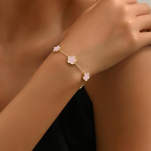 JOYEAR Five Leaf Clover Bracelet,Gold Clover Bracelet Set Preppy Bracelets Valentine's Day Gifts in Saudi Arabia