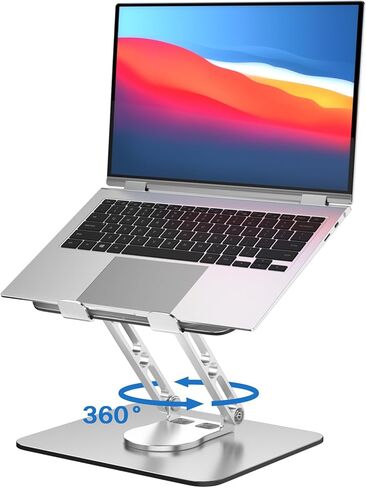 Laptop Stand for Desk Adjustable Computer Stand with 360 Rotating Base Ergonomic Laptop Riser Mount for Desk Foldable Protable Computer Desk Fits with MacBook Pro Air, Round in Saudi Arabia