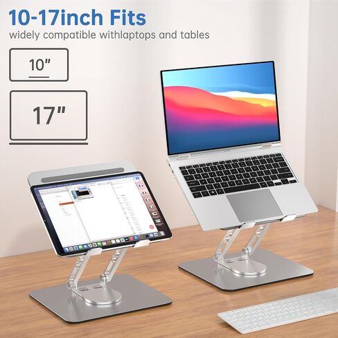 Laptop Stand for Desk Adjustable Computer Stand with 360 Rotating Base Ergonomic Laptop Riser Mount for Desk Foldable Protable Computer Desk Fits with MacBook Pro Air, Round in Saudi Arabia