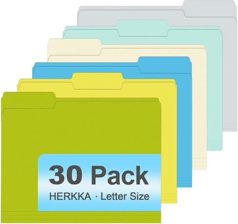 File Folder, HERKKA 30 Pack 1/3 Cut Tab File Folders, Colored File Folders Designed for Office and Classroom Use, Letter Size, Assorted 6 Colors in Saudi Arabia
