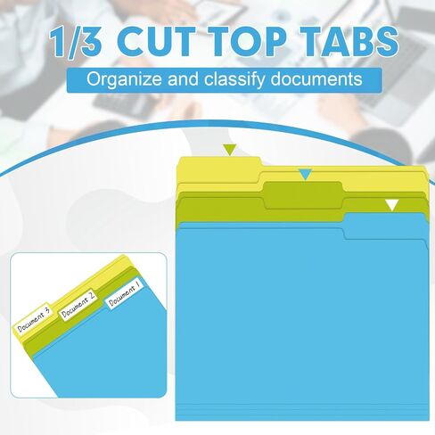 File Folder, HERKKA 30 Pack 1/3 Cut Tab File Folders, Colored File Folders Designed for Office and Classroom Use, Letter Size, Assorted 6 Colors in Saudi Arabia