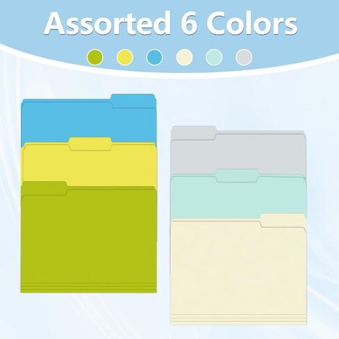 File Folder, HERKKA 30 Pack 1/3 Cut Tab File Folders, Colored File Folders Designed for Office and Classroom Use, Letter Size, Assorted 6 Colors in Saudi Arabia