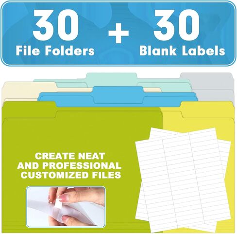 File Folder, HERKKA 30 Pack 1/3 Cut Tab File Folders, Colored File Folders Designed for Office and Classroom Use, Letter Size, Assorted 6 Colors in Saudi Arabia