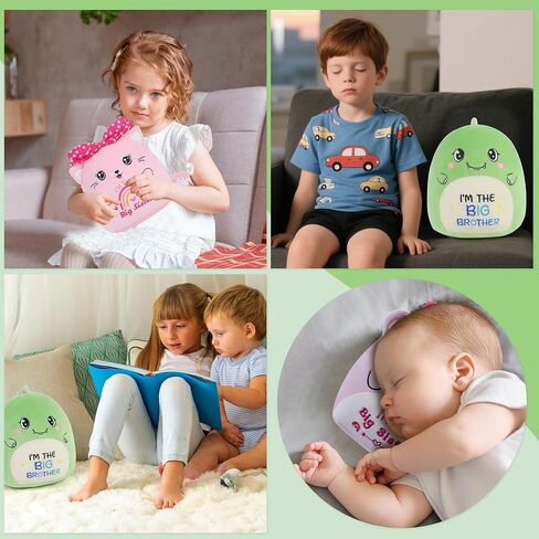Big Sister Stuffed Animals: 10-Inch Cute I'm The Big Sister Cat Plush Toy, Pink Bow Rainbow Heart Cat Plushie Pillow, Gifts fir Kids Girls Party Decor New Sibling Announcement in Kuwait