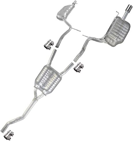 Northeastern Exhaust | Stainless Steel Resonator Pipe & Muffler Exhaust System Kit Compatible for Audi A4 Quattro 2005-2009 2.0L | Free Sleeves included | Automotive Replacement Part in Kuwait