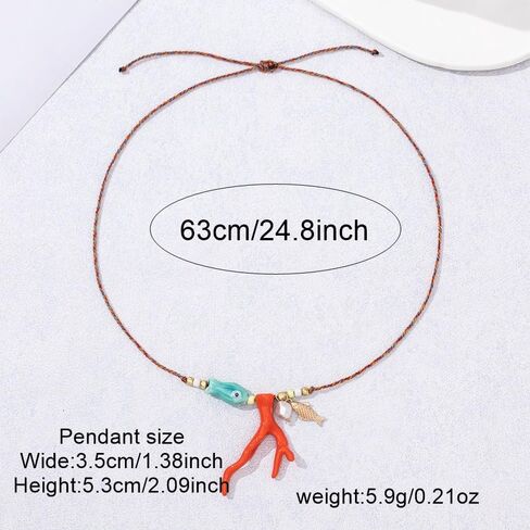 KURTCB Coral Fish Necklace Boho Beachy Hawaiian Coastal Jewelry for Women Men Colorful Summer Beach Ocean Beaded Necklace in Saudi Arabia