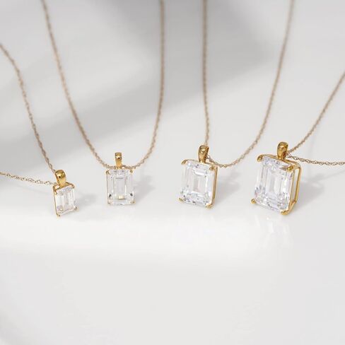 KIERA 10K 14K Real Solid Gold Solitaire Necklace for Women | 10K 14K White or Yellow Gold Emerald Cut Pendant Necklace | 0.5 to 3 Carat Cubic Zirconia CZ Diamond Simulant in Saudi Arabia
