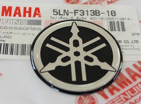Yamaha 5LN-F313B-10 - Genuine 40MM Diameter Yamaha Tuning Fork Decal Sticker Emblem Logo Black/Silver Raised Domed Gel Resin Self Adhesive Motorcycle/Jet Ski/ATV/Snowmobile in Saudi Arabia