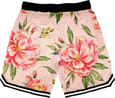 Mens Floral Print Basketball Shorts Lightweight Mesh Gym Shorts Graphic Sports Athletic Drawstring Short in Kuwait