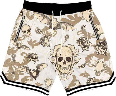 Mens Floral Print Basketball Shorts Lightweight Mesh Gym Shorts Graphic Sports Athletic Drawstring Short in Kuwait
