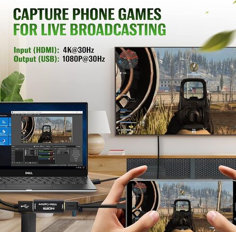 4K60 HDMI Capture Card for Streaming,4K HDR10 Passthrough,4K Cam Link for Recording,Type C USB Audio Video Game Capture Card Device for Nintendo Switch/PS4/5/Xbox,Windows/MacOS/OBS/VLC/Vmix in Kuwait