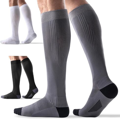 3 Pairs Compression Socks 15-20 mmHg for Women Men - Moderate Support for Circulation, Sports, Travel, Comfort Cuff in Saudi Arabia