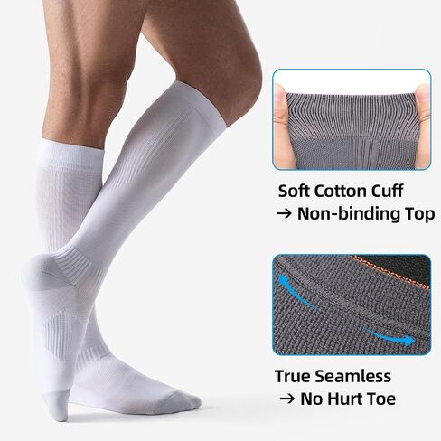 3 Pairs Compression Socks 15-20 mmHg for Women Men - Moderate Support for Circulation, Sports, Travel, Comfort Cuff in Saudi Arabia