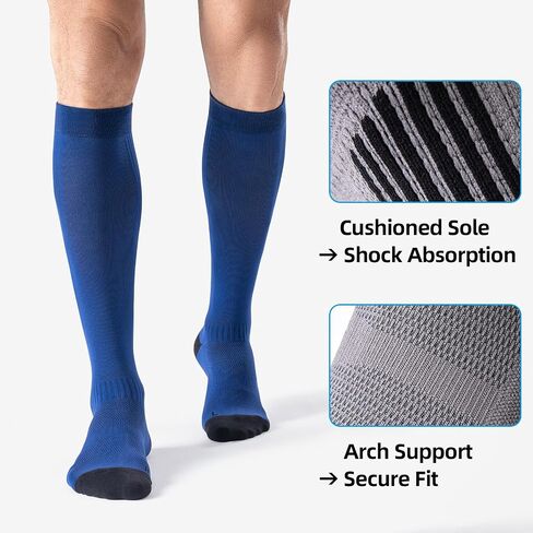 3 Pairs Compression Socks 15-20 mmHg for Women Men - Moderate Support for Circulation, Sports, Travel, Comfort Cuff in Saudi Arabia