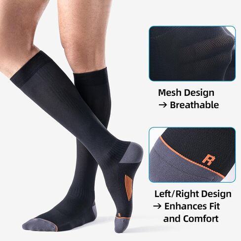 3 Pairs Compression Socks 15-20 mmHg for Women Men - Moderate Support for Circulation, Sports, Travel, Comfort Cuff in Saudi Arabia