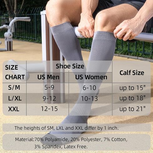 3 Pairs Compression Socks 15-20 mmHg for Women Men - Moderate Support for Circulation, Sports, Travel, Comfort Cuff in Saudi Arabia