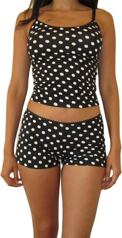 yuemengxuan النساء y2k polka dot pajamas مجموعات 2 قطعة مثيرة الملابس الصيف مجموعة بلا أكمام strappy كامي أعلى المحاصيل in Kuwait
