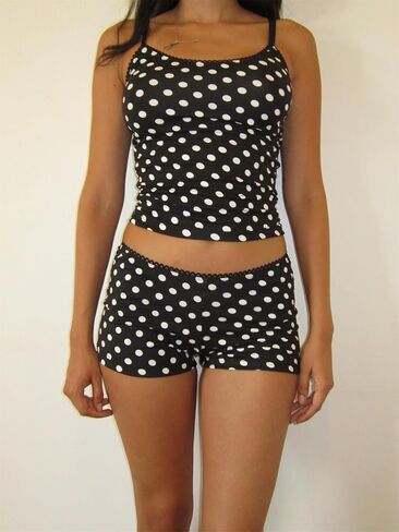 yuemengxuan النساء y2k polka dot pajamas مجموعات 2 قطعة مثيرة الملابس الصيف مجموعة بلا أكمام strappy كامي أعلى المحاصيل in Kuwait