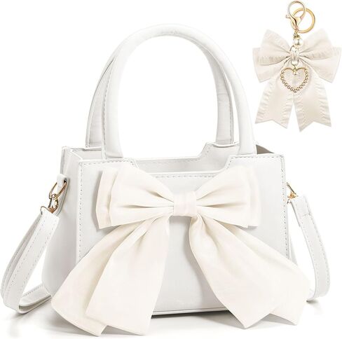 Abbylike Cute Purses for Women Leather Crossbody Handbags with Bow Charm, Adjustable Shoulder Strap and Top Carry Handle in Saudi Arabia