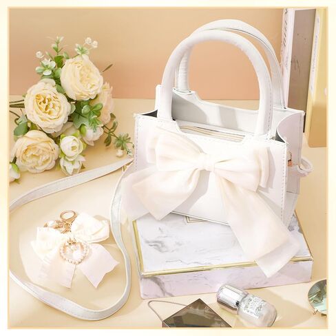 Abbylike Cute Purses for Women Leather Crossbody Handbags with Bow Charm, Adjustable Shoulder Strap and Top Carry Handle in Saudi Arabia