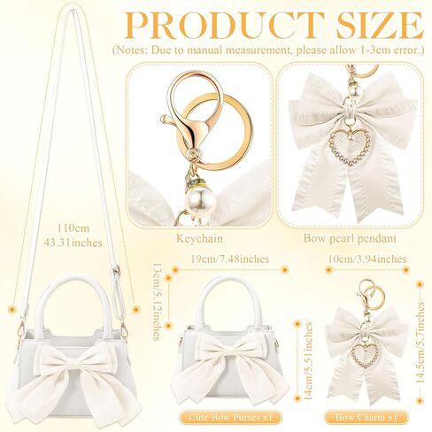 Abbylike Cute Purses for Women Leather Crossbody Handbags with Bow Charm, Adjustable Shoulder Strap and Top Carry Handle in Saudi Arabia